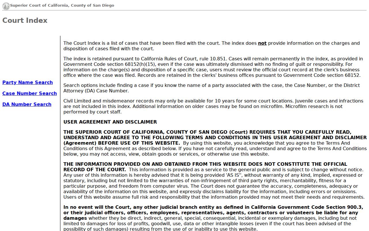 Encinitas people search San Diego Superior Court index