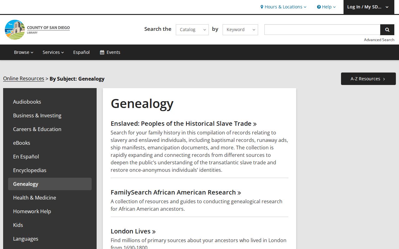Encinitas people directories San Diego County Library genealogy resources