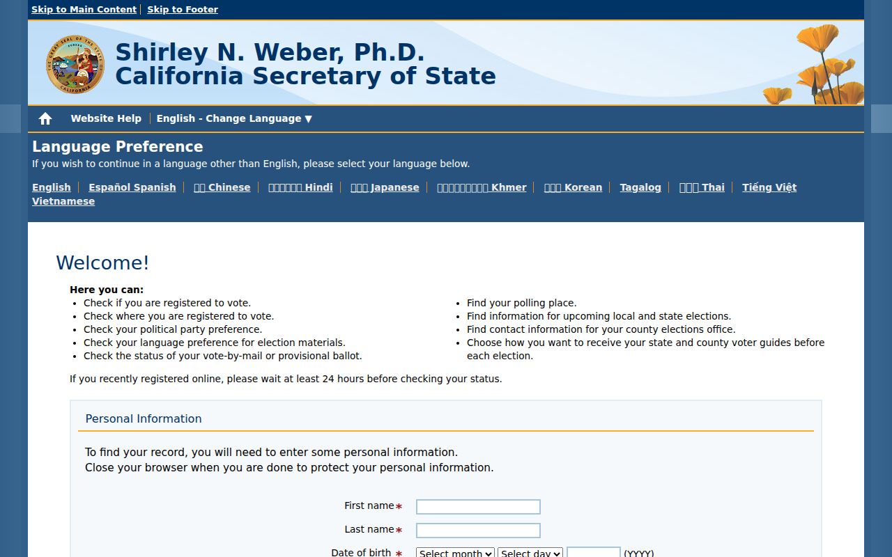 Encinitas voter registration records California My Voter Status