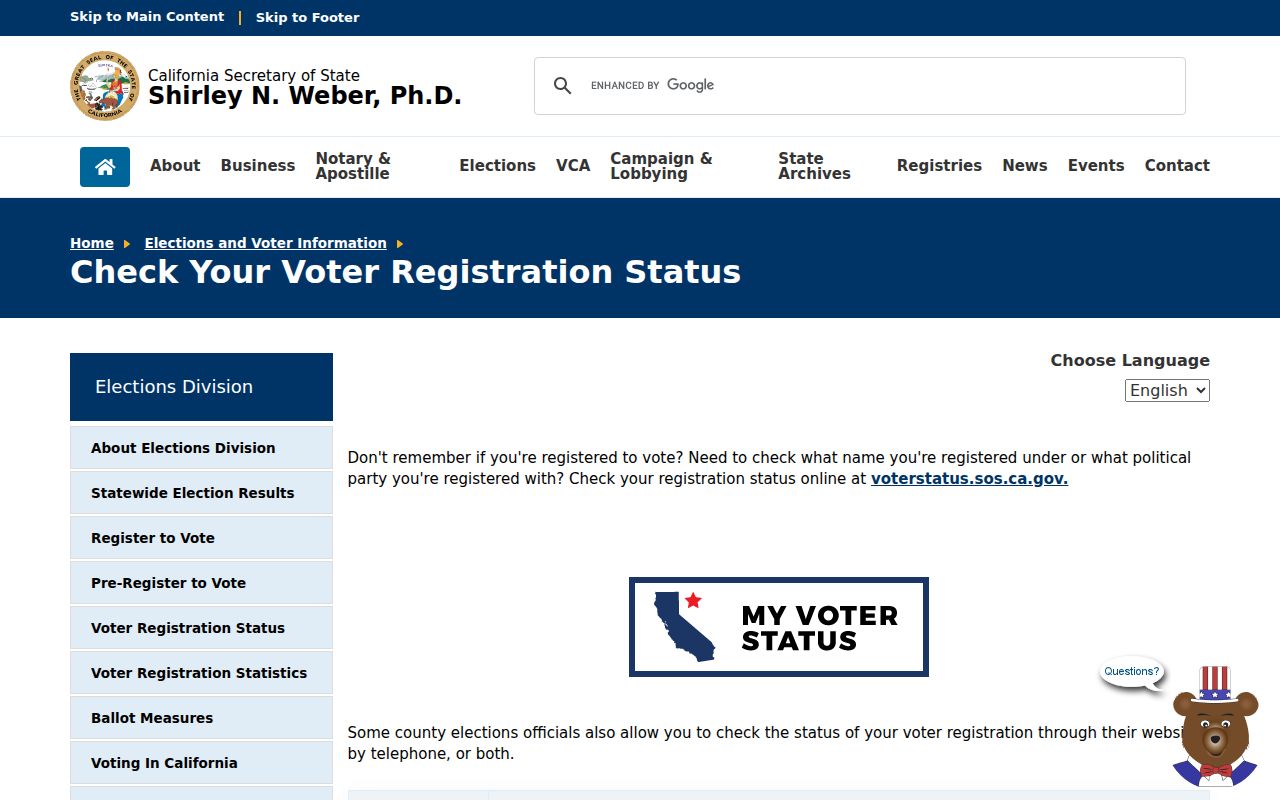Encinitas voter registration records California registration status options